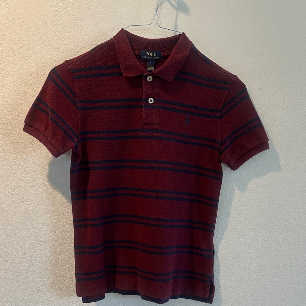 Polo by Ralph Lauren Burgundy and Navy Striped Polo